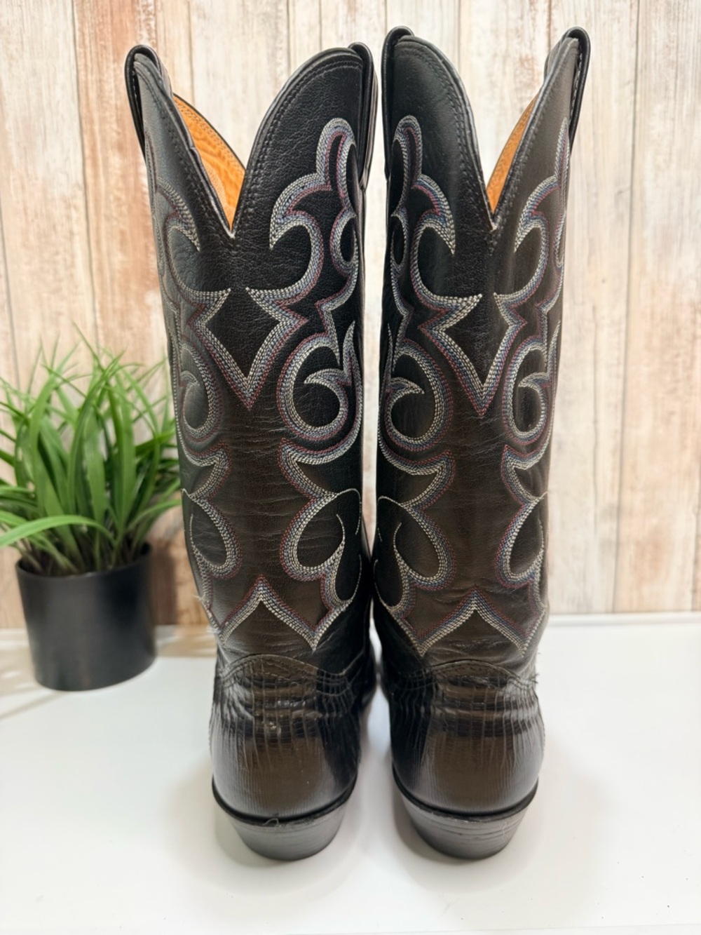Vintage Nocona cowboy boots crafted from black Teju lizard skin 10 D - Picture 4 of 10